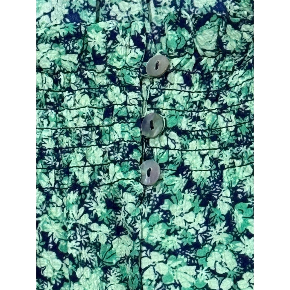 Draper James Top Size S Flutter Sleeve Square Neck Floral Green‎ Navy NEW - Picture 4 of 9